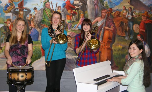 From left are Sam Pitcher scholarship winners Lily Vaughn, Kinani Halvorsen, Amber Junker and Hana Lee Oshima.