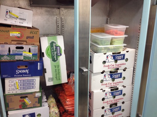 One of the fridges at the Shoenbar Middle School kitchen, where lunch is prepared for almost all of the Ketchikan schools.