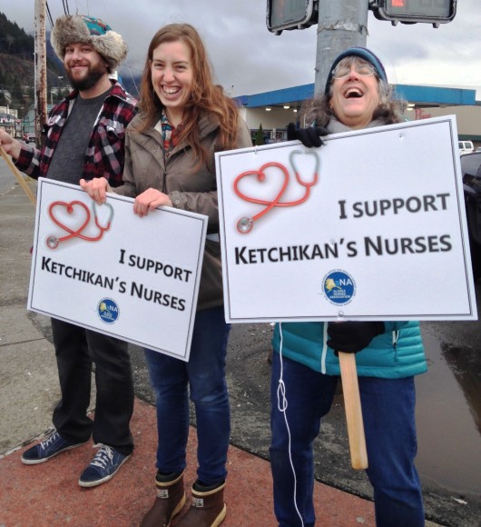 Barbara Lander sent us this shot from Sunday morning's informational picket. She says about 50 people picketed Saturday, 60 showed up on Sunday, and about 30 demonstrated Monday morning.