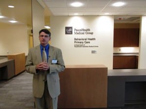 Hospital Foundation Director Matt Eisenhower leads a tour of the new PeaceHealth Ketchikan Medical Center addition. (Photo by Leila Kheiry)