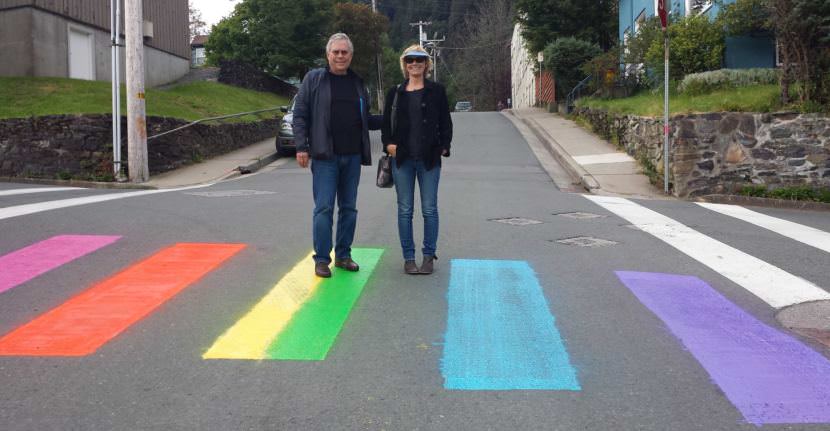 Someone’s painting rainbow colors over a Juneau crosswalk; the city wants it to stop